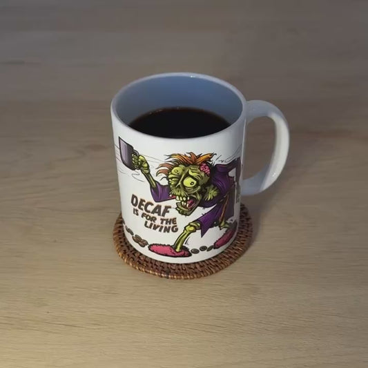 Video of GeekyGearing mug 'Decaf Is For The Living'