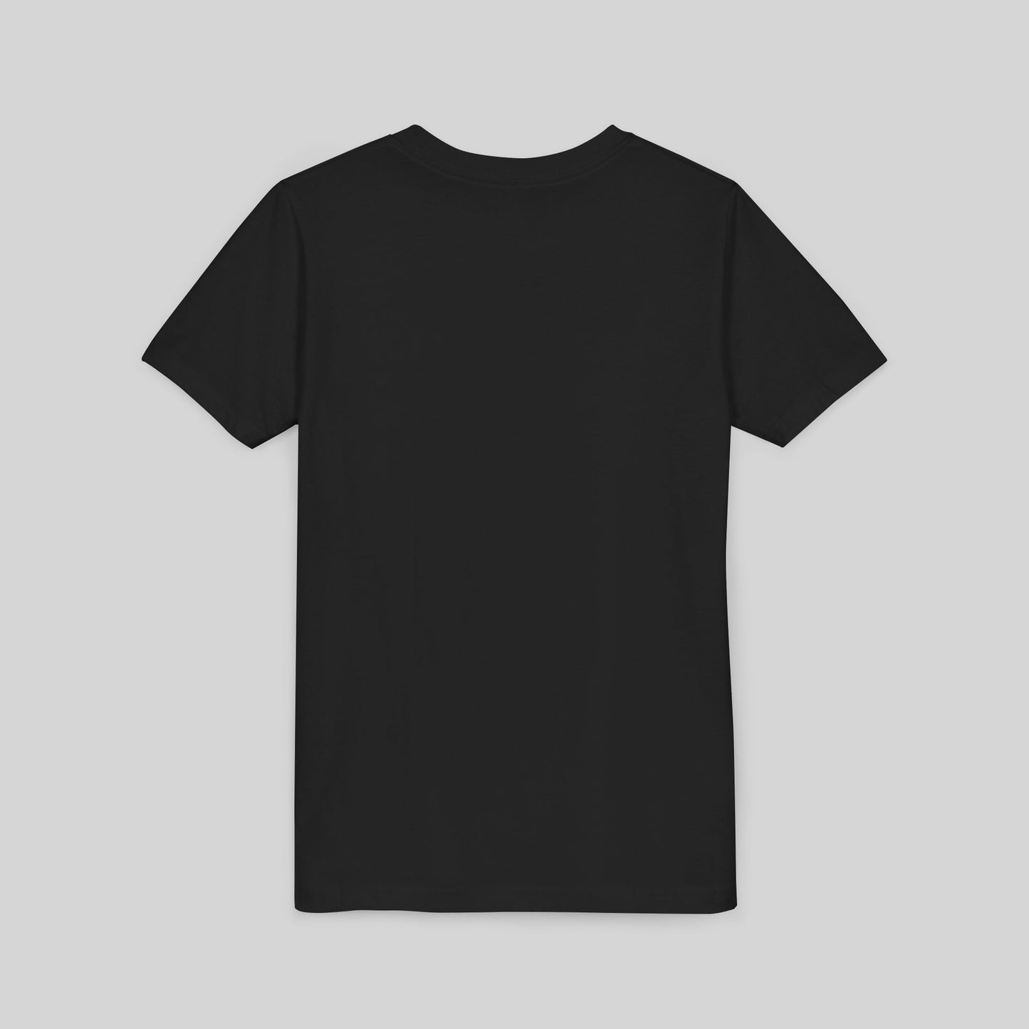 Black t-shirt on a white background