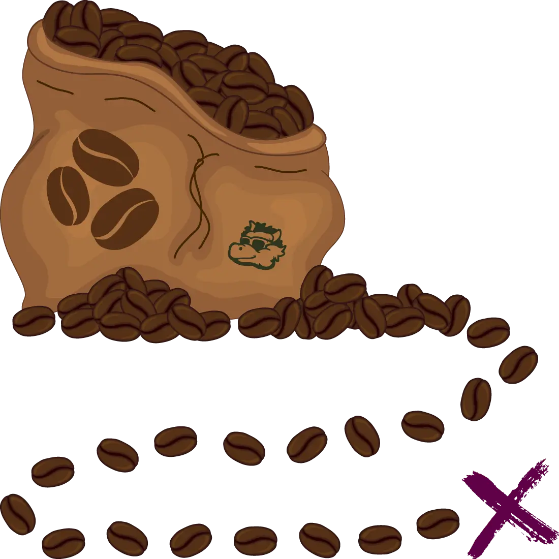 A bag of coffee beans with a draco head silhouette on it