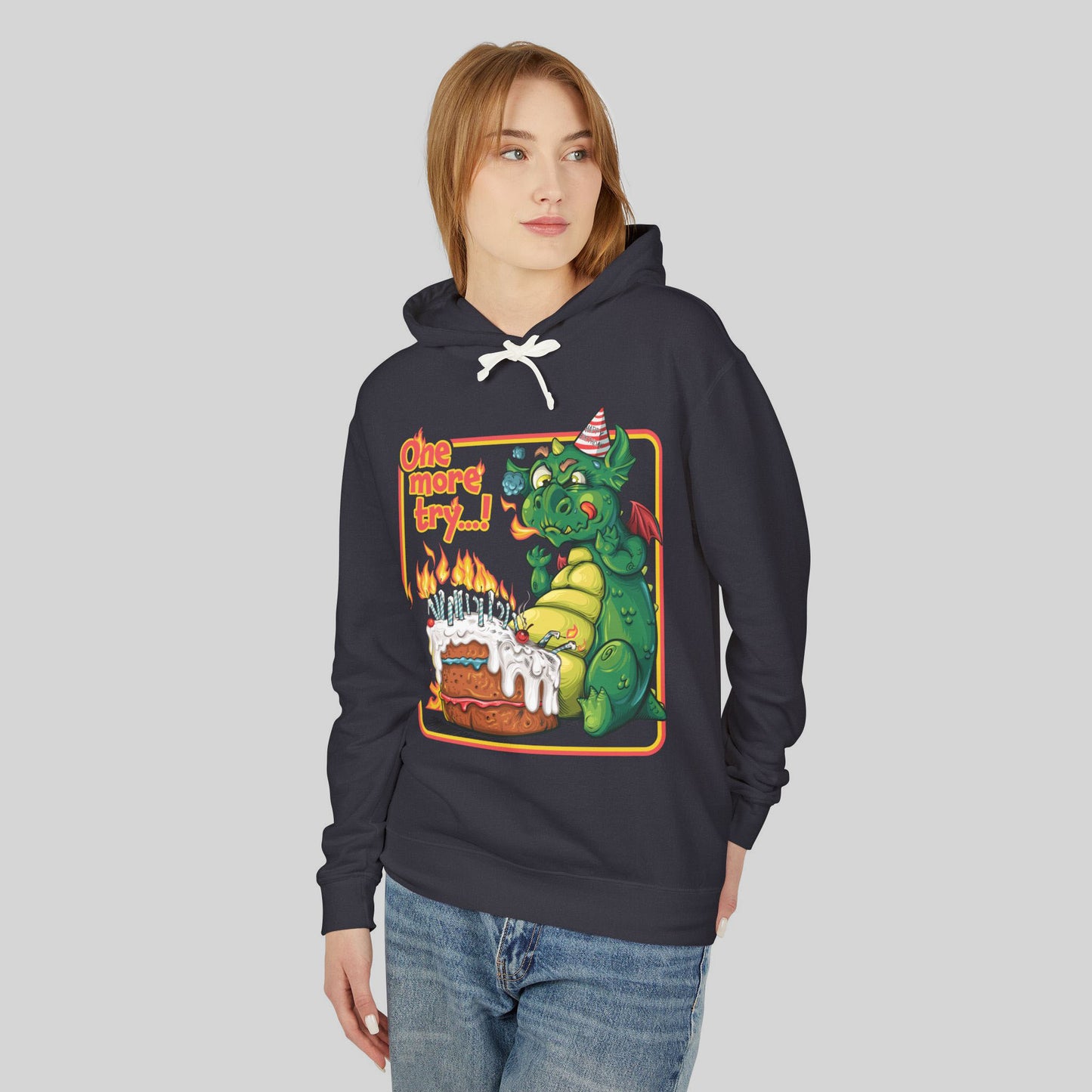 Person wearing a hoodie with a colorful graphic design on a plain background