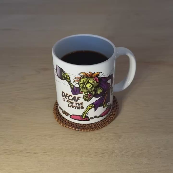 Video of GeekyGearing mug 'Decaf Is For The Living'